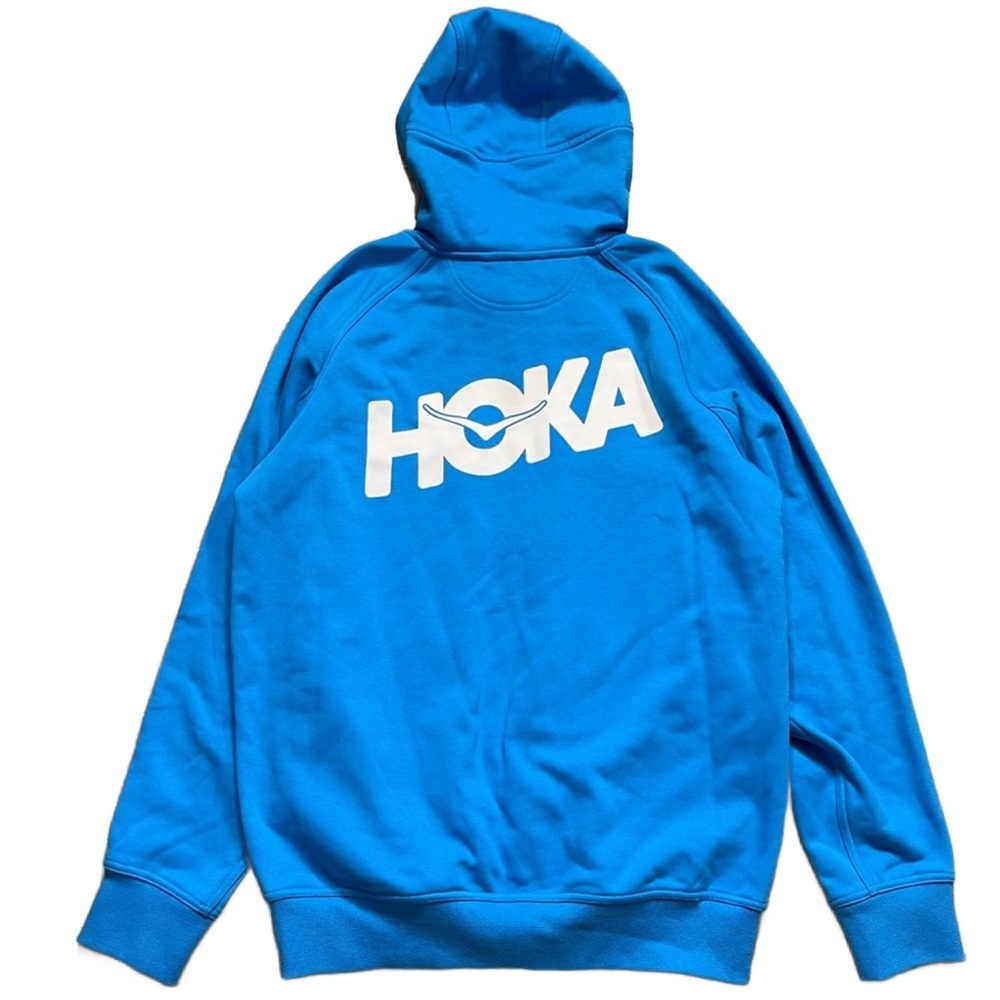 HOKA ONE Bondi XS Hoodie NWT Womens Sweatshirt Blue Neon Yellow Oversized Pocket